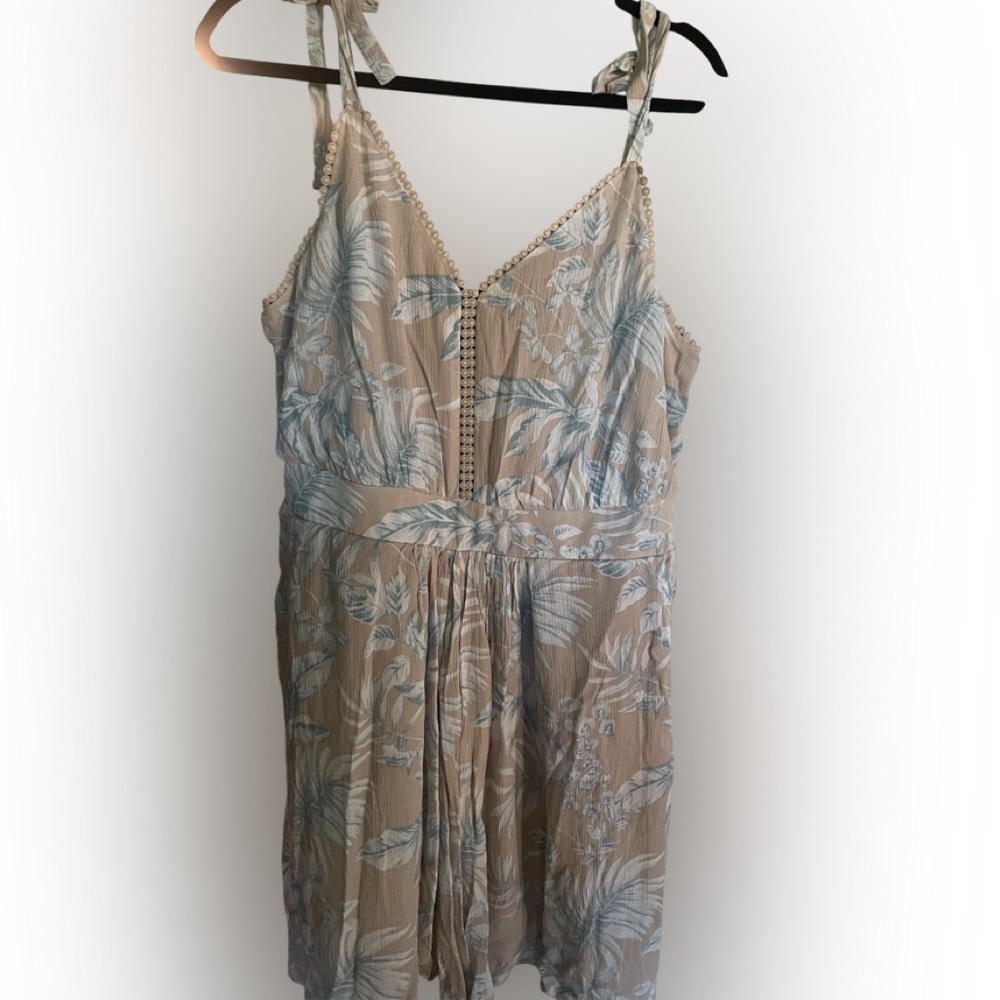 Torrid Taupe Smocked Romper with Pom Trim